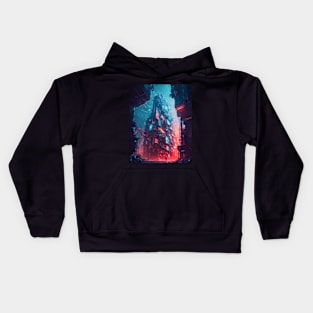 abstract city cyberpunk v3 Kids Hoodie